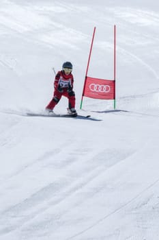 COVILHA, PORTUGAL - APRIL 2, 2017:  Marcelo Vicente during the National Ski  Championships at Serra da Estrela, Covilha, Portugal.