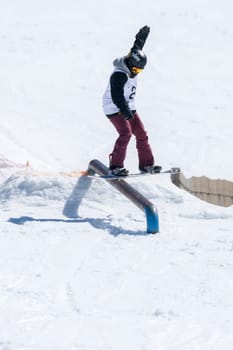 COVILHA, PORTUGAL - APRIL 2, 2017:  Miguel Brito during the National Snowboard  Championships at Serra da Estrela, Covilha, Portugal.