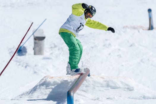 COVILHA, PORTUGAL - APRIL 2, 2017:  Henrique Nunes during the National Snowboard  Championships at Serra da Estrela, Covilha, Portugal.