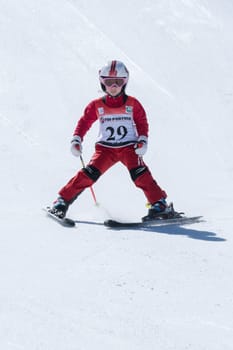 COVILHA, PORTUGAL - APRIL 2, 2017:  Leonor Carvalho during the National Ski  Championships at Serra da Estrela, Covilha, Portugal.