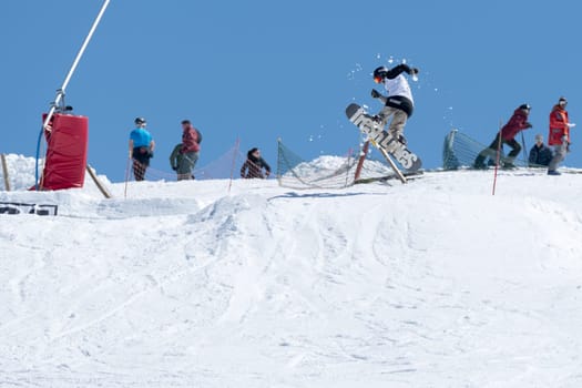 COVILHA, PORTUGAL - APRIL 2, 2017:  Robinson Weiske during the National Snowboard  Championships at Serra da Estrela, Covilha, Portugal.