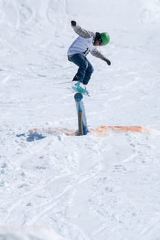 COVILHA, PORTUGAL - APRIL 2, 2017:  Diogo Pombeiro during the National Snowboard  Championships at Serra da Estrela, Covilha, Portugal.