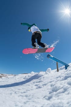 COVILHA, PORTUGAL - APRIL 2, 2017:  Rita Rainho during the National Snowboard  Championships at Serra da Estrela, Covilha, Portugal.