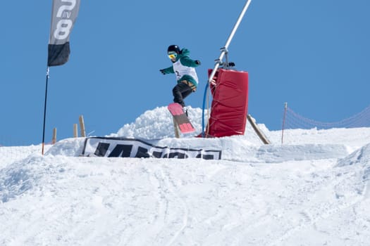COVILHA, PORTUGAL - APRIL 2, 2017:  Ines Rainho during the National Snowboard  Championships at Serra da Estrela, Covilha, Portugal.