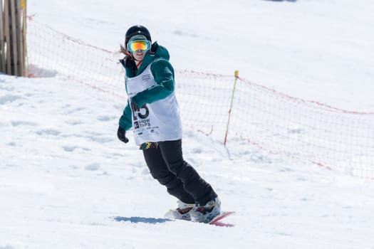 COVILHA, PORTUGAL - APRIL 2, 2017:  Ines Rainho during the National Snowboard  Championships at Serra da Estrela, Covilha, Portugal.