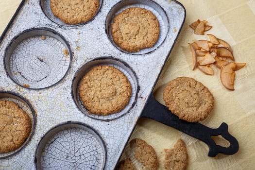 Cookies in a frying pan. Rustic style.