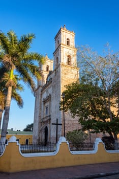 Cathedral in the center of the colonial city of Valladolid, Mexico