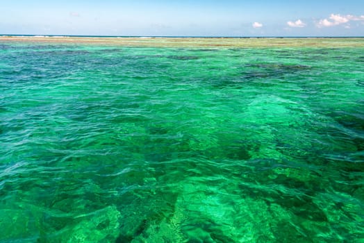 Beautiful Caribbean Sea in the Sian Kaan Biosphere Reserve near Tulum, Mexico