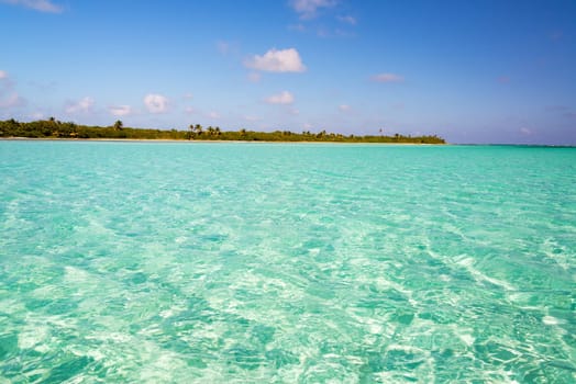 Beautiful clear Caribbean water in the Sian Kaan Biosphere Reserve near Tulum, Mexico