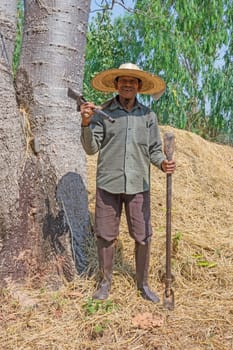 Asian farmer,portrait of a male farmer in Thailand