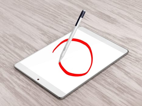 Drawing circle with digital pen on tablet computer