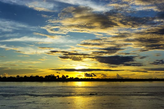 Sunset over the Amazon River near Leticia, Colombia
