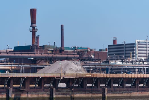 detail of a large steel factory in the netherlands