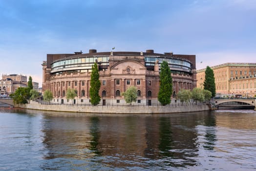 view of Parliament building, Stockholm, Sweden, selective focus