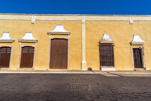 Yellow colonial architecture in the center of Valladolid, Mexico