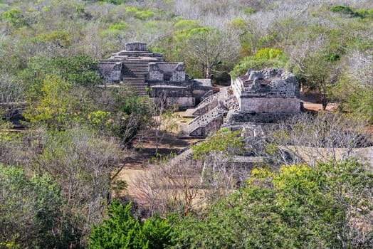 View of ancient Mayan ruins in the city of Ek Balam near Valladolid, Mexico