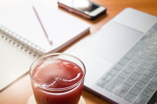 Mix Fruit Juice On Working Table, stock photo