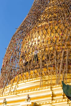 Renovation of temple in myanmar ( Burma ) after earthquake