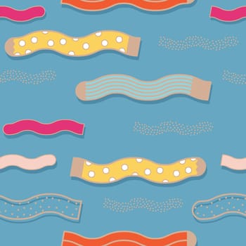 Cute colorful background for kid web site and printing. Socks pattern in modern youth style