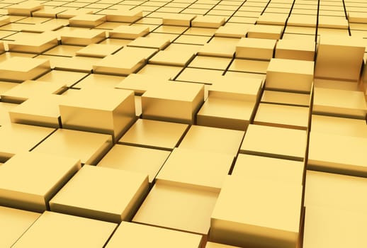 Gold cubes 3d render image