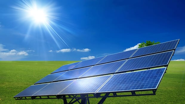 sun light and solar cell panels