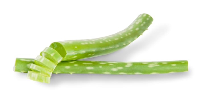 Chopped Stalks Of Aloe Isolated On White Background
