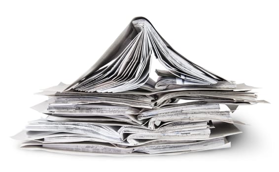 Chaotic Stacked And One Open Files Isolated On White Background