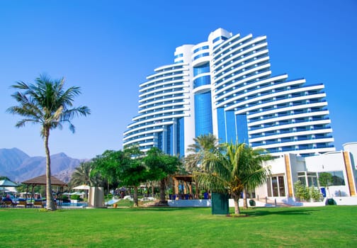 FUJAIRAH, UAE - November 16: Luxurious 5-star hotel Le Meridien Al Aqah Beach Resort on November 2, 2012 in Fujairah.