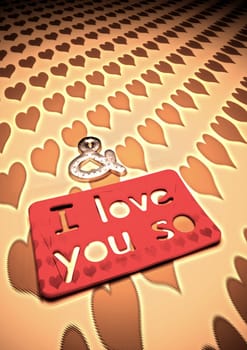 Dimensional inscription and I Love you so on background. 3D rendering.