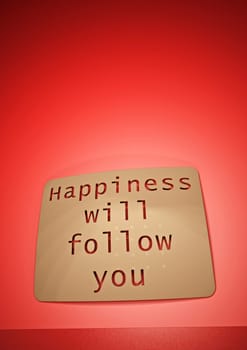 Dimensional inscription Happiness will follow you on background. 3D rendering.
