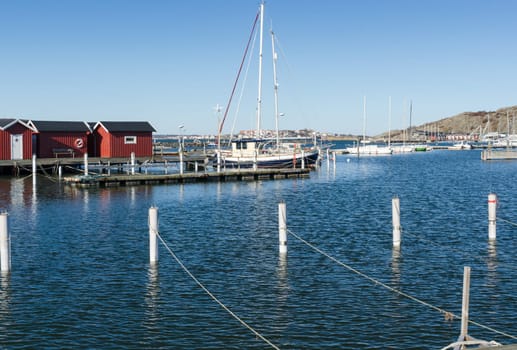 sweden westcoast outside Gothenburg beutiful little harbour and small boathouse