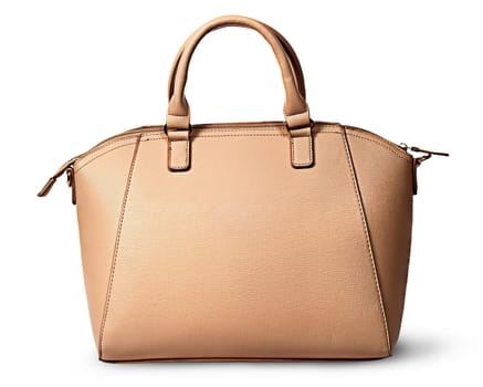 Elegant women beige bag rear view isolated on white background
