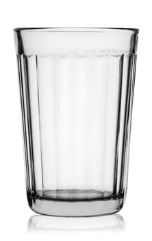 Empty vintage faceted glass isolated on white background