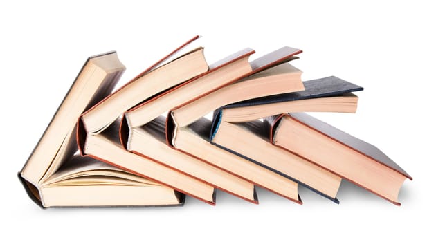 In Front six of nested books isolated on white background