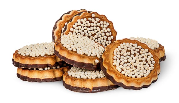 Heap chocolate cookies isolated on white background