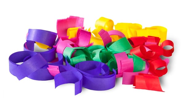 Multicolored Confetti Serpentine From Paper Isolated On White Background