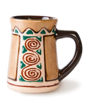 Old Ceramic Beer Mug Isolated On White Background