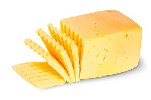 Piece Of Sliced Cheese Isolated On White Background