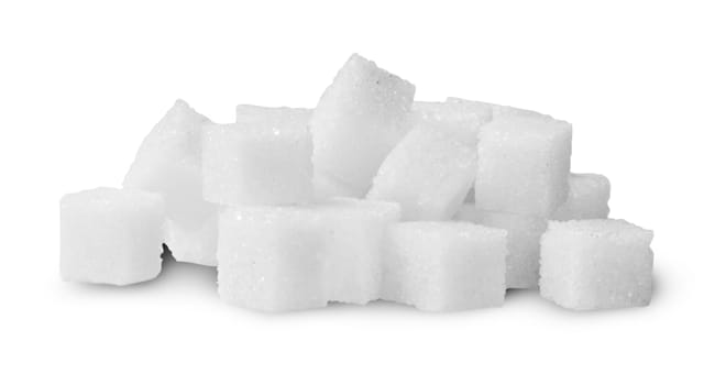 Pile Of Sugar Cubes Rotated Isolated On White Background