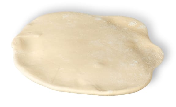 Roll out the dough piece horizontally isolated on white background