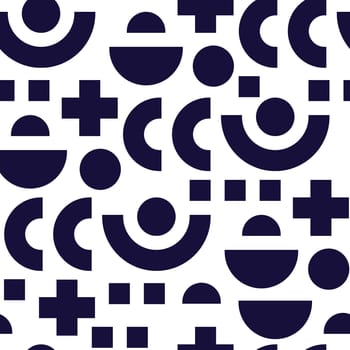 Seamless pattern in 90 80 style with simple geometric elements shapes