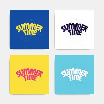 Summer time lettering text logo design with texture