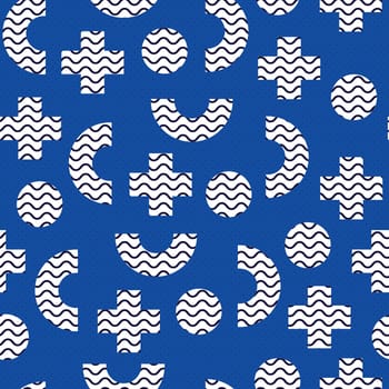 Seamless pattern in 90 80 style with simple geometric elements shapes