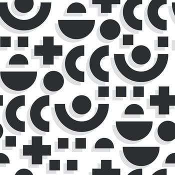 Seamless pattern in 90 80 style with simple geometric elements shapes