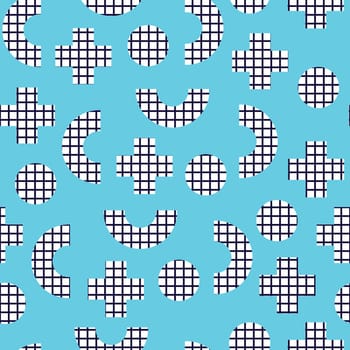 Seamless pattern in 90 80 style with simple geometric elements shapes