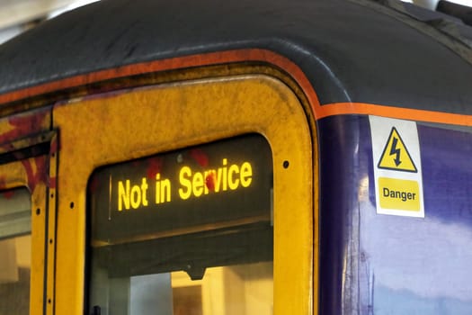 Not in Service Sign at Train