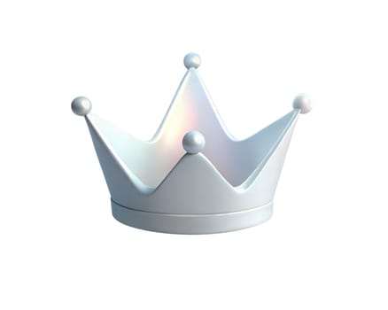 A shiny, futuristic holographic 3D crown icon with sleek curves and a glossy finish, isolated on white background, representing royalty, power, or luxury.