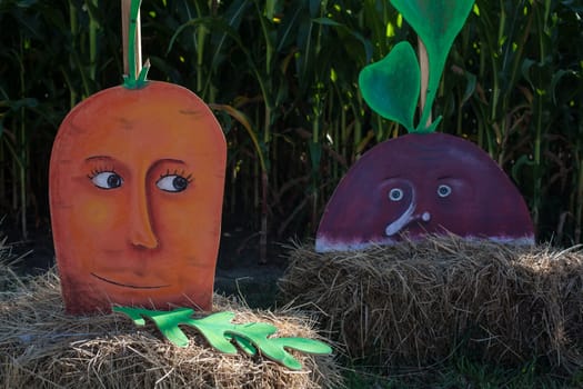 Decorative composition of a model of artificial vegetables