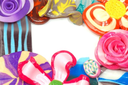 These are unique, handmade colorful jewels from plasticine.