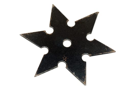 Black star shape shuriken on white background.